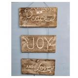 Wooden Hanging Sign Set Peace Joy Love