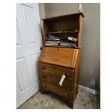 Vintage Oak Secretary Desk with Hutch and Drawers