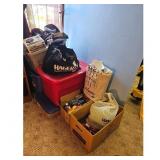 Several totes/Baseball Caps & Christmas Stockings