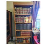 Vintage Oak Bookshelf with Collection of Encyclope