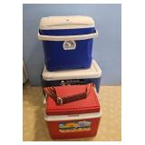 Lot of 3 Igloo Coolers: Wheelie Cool 38, Blue/Whit