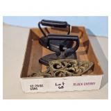 Vintage Cast Iron Sad Irons and Trivet Lot
