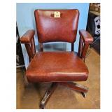 Vintage Brown Faux Leather Office Chair Swivel Woo