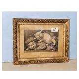 Antique Framed Print "Two Little Fraid Cats"