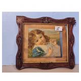 Antique Framed Portrait of a Young Girl