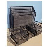 Mesh Desk Organizer Set Magazine File Holder and B
