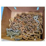 Lot of Assorted Rusty Metal Chains and Padlock