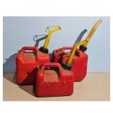 Lot of 3 Red Plastic Gasoline Cans