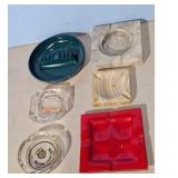 Lot of 6 Vintage Ashtrays Glass Marble Onyx Plasti