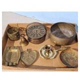Vintage Brass Decorative Items Lot - Ashtray, Cand