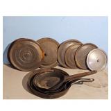 Vintage L&G Mfg. Co. Cowboy Skillets and Lids Lot