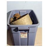 Tote of Vintage Metal Buckets Tins and Containers