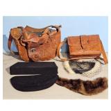Vintage Leather Saddle Bag and Accessories Lot