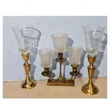 Vintage Brass and Crystal Candelabra Set