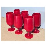 Set of 6 Red MCM Stemware Wine Glasses