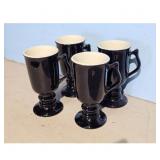 Set of 4 Vintage Hall China Black Footed Coffee Mu