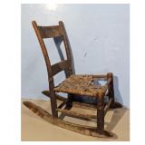 Antique Childs Rocking Chair Woven Seat