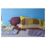 Handmade Crochet Blankets Lot - Yellow, Brown, Pur