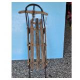 Vintage Wooden Sled with Metal Runners