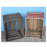 Vintage Wooden Crates Set of 2 Rustic Farmhouse De