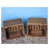 Set of 2 Rustic Wooden Crates Planter Boxes