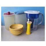 Tupperware Pitchers, Bowls, and Dispenser Set