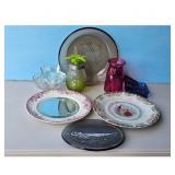 Vintage Decorative Plates and Glassware Lot