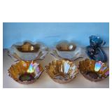 Vintage Iridescent Carnival Glass Bowl Set with Cr