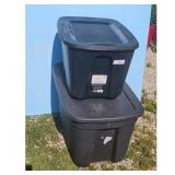 Black Storage Totes with Lids Set of 2