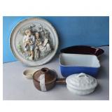 Lot of Ceramic Bakeware Dishes and Wall Plaque