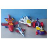 Lot of 4 Toy Vehicles: 3 Airplanes & Larry-Mobile