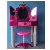 Kids Princess Vanity Table with Stool - Pink