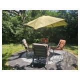 Patio Table/Chairs with Orange Cushions/Stand