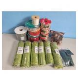 Lot of Crafting Supplies: Poly Mesh, Ribbon, Pinec
