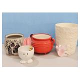 Lot of 4 Decorative Pots and Angel Ornament