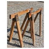 Vintage Wooden Sawhorses - Pair
