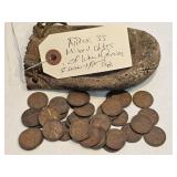 APPROX. 33 WHEAT PENNIES OF MIXED DATES