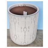Large White Ceramic Planter Pot Geometric Pattern