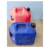 2 Gas Cans Red Gasoline Blue Kerosene