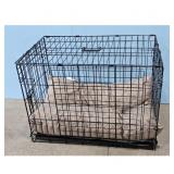 Black Metal Dog Crate with Pet Bed-