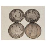 4-BARBER 1/2 DOLLARS-1899-O, 1997-O, 1899 &