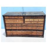 Vintage Wooden Tool Chest Cabinet with Drawers