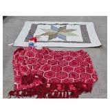 Red Throw Blanket & Quilted Mat with Patriotic Bun