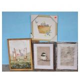 Set of 4 Framed Wall Art Prints - Farmhouse & Natu