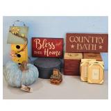 Decorative Country Home Decor Lot - Birdhouse, Sig