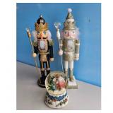 2 Christmas Nutcrackers and Snow Globe Set