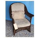 Vintage Wicker Rocking Chair with Cushions