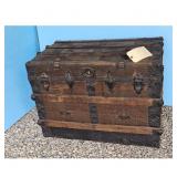 Antique Steamer Trunk Dome Top Travel Chest