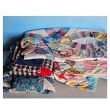 Vintage Handmade Quilts Lot - Double Wedding Ring