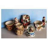 Christmas Santa Claus Figurines and Planters Lot